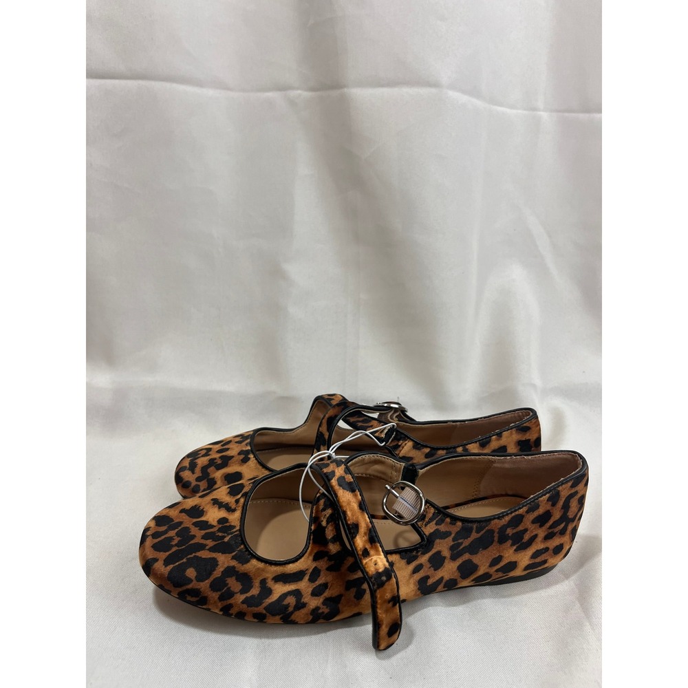 A New Day Womens Leopard Print Mary Jane Flats Double Strap Brown 7.5 NEW